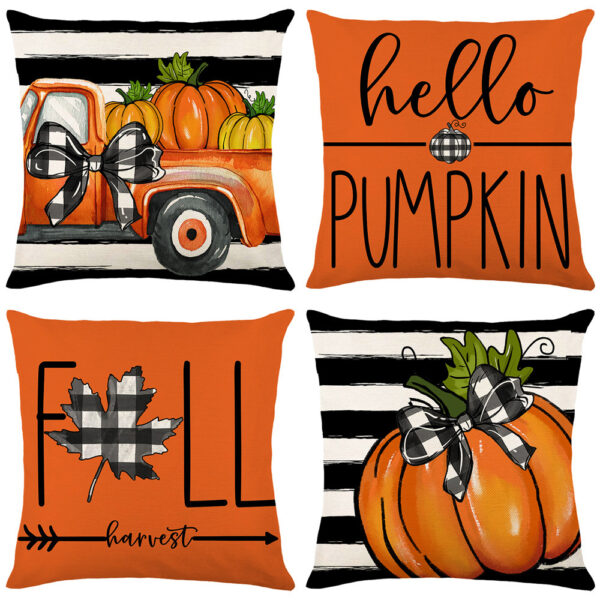 Product image for  Pumpkin Series Pillow Cover Harvest Linen Printing Home Décor 4